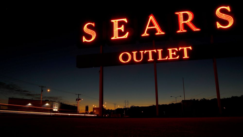 A sign for a Sears outlet store is displayed, in Kansas City, Mo. Sears filed for Chapter 11 bankruptcy protection Monday, Oct. 15, buckling under its massive debt load and staggering lossesSears Chapter 11, Kansas City, USA - 16 Oct 2018