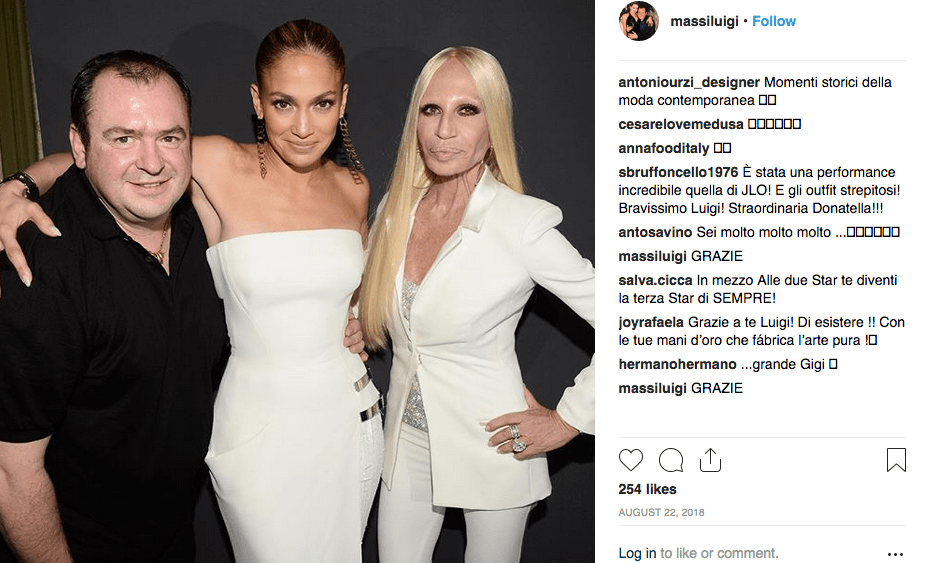 Luigi Massi, Jennifer Lopez and Donatella Versace.