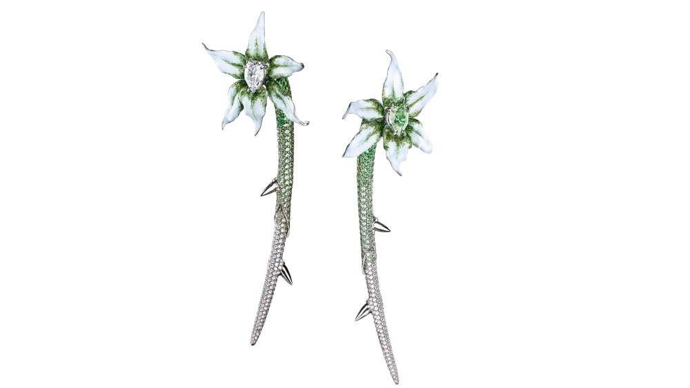 Diamond orchid earrings by Shaun Leane