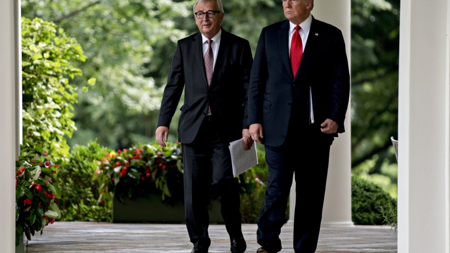 Donald Trump, right, and Jean-Claude Juncker, in Washington, D.C., on July 25, 2018.