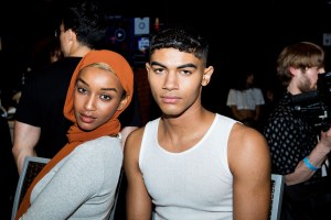 Backstage at Ozwald Boateng's first show.