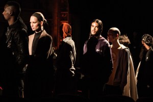 Backstage at Ozwald Boateng's first show.