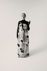 Richard Quinn's silk dress over latex bodysuit and gloves