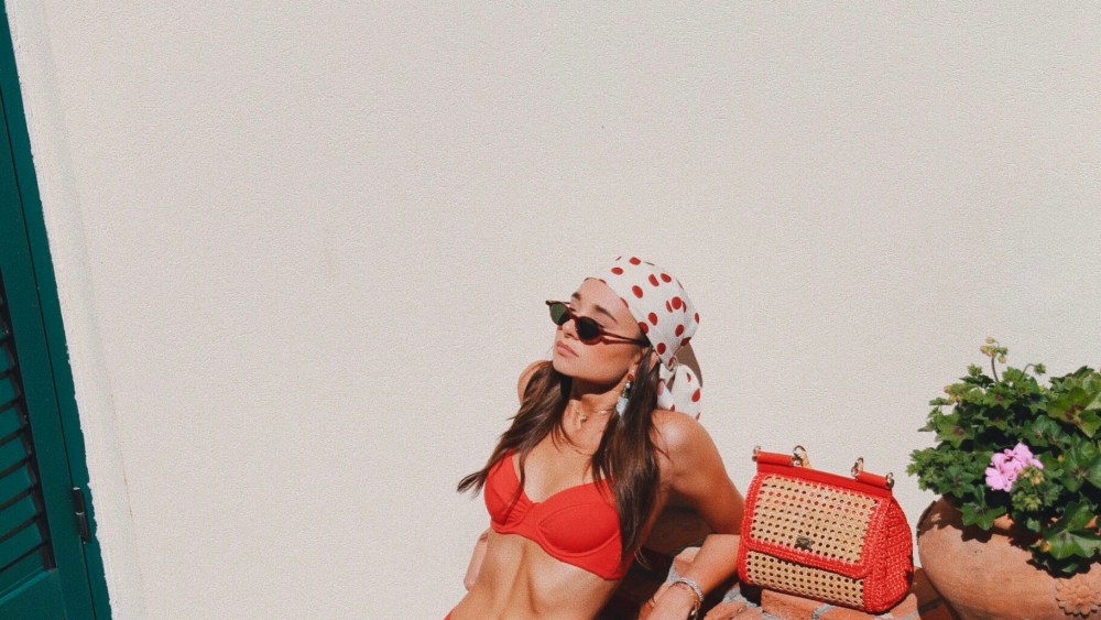 Danielle Bernstein in Onia x We Wore What.