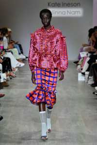 SYDNEY, AUSTRALIA - MAY 13:  A model walks the runway in a design by Jinna Nam during the FDS: The Innovators show at Mercedes-Benz Fashion Week Resort 20 Collections  at Carriageworks on May 13, 2019 in Sydney, Australia.  (Photo by Stefan Gosatti/Getty Images)