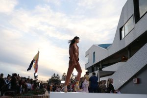 SYDNEY, AUSTRALIA - MAY 13: A model walks the runway during the Jonathan Simkhai show at Mercedes-Benz Fashion Week Resort 20 Collections at North Bondi Surf Life Saving Club on May 13, 2019 in Sydney, Australia. (Photo by Lisa Maree Williams/Getty Images)