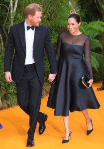 Prince Harry and Meghan Duchess of Sussex'The Lion King' film premiere, London, UK - 14 Jul 2019Wearing Jason Wu, Dress, Shoes By Aquazzura,Black Clutch Bag, Silk, Butterfly Clasp, Handbag, Purse, Satin, Bag By Gucci