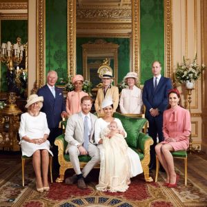 Editorial use only. HANDOUT /NO SALESMandatory Credit: Photo by CHRIS ALLERTON HANDOUT/EPA-EFE/Shutterstock (10329195b)A handout photo made available by the Duke and Meghan Duchess of Sussex shows the official christening photograph with Prince Harry and Meghan, Duke and Meghan Duchess of Sussex (front, C) with their son, Archie and (L-R) Camilla, Camilla Duchess of Cornwall, Prince Charles, Prince Charles, Doria Ragland, Lady Jane Fellowes, Lady Sarah McCorquodale, Prince William, Prince William and Catherine, Catherine Duchess of Cambridge in the Green Drawing Room at Windsor Castle, in Windsor, Britain, 06 July 2019. NEWS EDITORIAL USE ONLY. NO COMMERICAL USE. NO MERCHANDISING, ADVERTISING, SOUVENIRS, MEMORABILIA or COLOURABLY SIMILAR. NOT FOR USE AFTER AFTER 31 DECEMBER, 2019 WITHOUT PRIOR PERMISSION FROM ROYAL COMMUNICATIONS. NO CROPPING. Copyright in this photograph is vested in The Duke and Meghan Duchess of Sussex. Publications are asked to credit the photographs to Chris Allerton. No charge should be made for the supply, release or publication of the photograph. The photograph must not be digitally enhanced, manipulated or modified in any manner or form and must include all of the individuals in the photograph when published.Royal Baby Archie Mountbatten-Windsor Christening in Windsor, United Kingdom - 06 Jul 2019