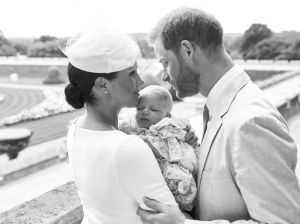 Editorial use only. HANDOUT /NO SALESMandatory Credit: Photo by CHRIS ALLERTON HANDOUT/EPA-EFE/Shutterstock (10329195a)A handout photo made available by the Duke and Meghan Duchess of Sussex shows the official christening photograph with Britain's Prince Harry (R) and his wife Meghan, Meghan Duchess of Sussex (L) holding their son Archie Harrison Mountbatten-Windsor at Windsor Castle with with the Rose Garden in the background in Windsor, Britain, 06 July 2019. NEWS EDITORIAL USE ONLY. NO COMMERICAL USE. NO MERCHANDISING, ADVERTISING, SOUVENIRS, MEMORABILIA or COLOURABLY SIMILAR. NOT FOR USE AFTER AFTER 31 DECEMBER, 2019 WITHOUT PRIOR PERMISSION FROM ROYAL COMMUNICATIONS. NO CROPPING. Copyright in this photograph is vested in The Duke and Meghan Duchess of Sussex. Publications are asked to credit the photographs to Chris Allerton. No charge should be made for the supply, release or publication of the photograph. The photograph must not be digitally enhanced, manipulated or modified in any manner or form and must include all of the individuals in the photograph when published.Royal Baby Archie Mountbatten-Windsor Christening in Windsor, United Kingdom - 06 Jul 2019
