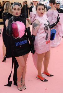 Jemima Kirke and Lena Dunham in Christopher Kane, Met Gala 2019