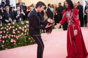 Shawn Mendes	in Saint Laurent by Anthony Vaccarello and Jared Leto in Gucci.