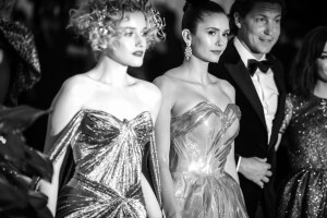 Julia Garner and Nina Dobrev in Zac Posen.