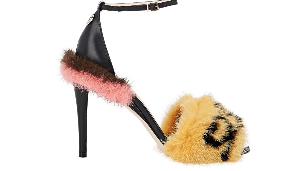 Fendi Fur-Trimmed Leather Sandals.