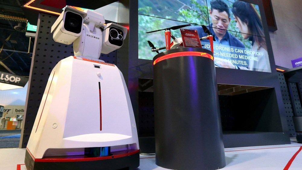 JD.com makes two different automated warehouse inspection drones, shown here at CES International, in Las VegasGadget Show, Las Vegas, USA - 08 Jan 2019