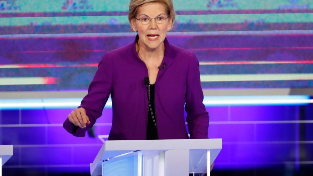 Democratic presidential candidate Sen. Elizabeth Warren, D-Mass., speaks during the Democratic primary debate hosted by NBC News at the Adrienne Arsht Center for the Performing Art, in MiamiElection 2020 Debate, Miami, USA - 26 Jun 2019