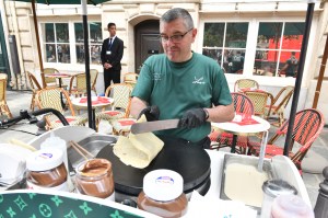 A crêpe stand at the Louis Vuitton show