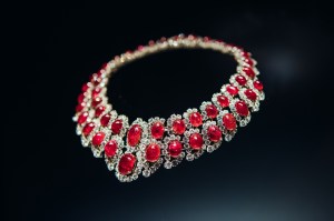 Jewelry at the Bulgari exhibition.
