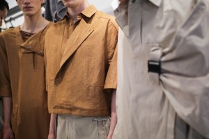 Backstage at Chalayan Men's Spring 2020 photographed in London on 09 June 2019