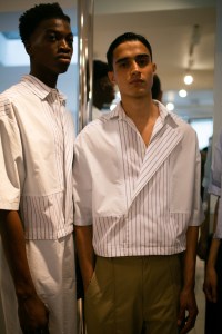 Backstage at Chalayan Men's Spring 2020 photographed in London on 09 June 2019