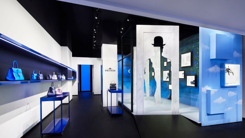Delvaux's temporary Magritte-inspired store on Rue Saint Honoré in Paris