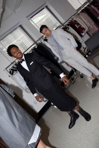 Ephraim Sykes during a Tonys fitting at Thom Browne.