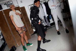 Ephraim Sykes during a Tonys fitting at Thom Browne.