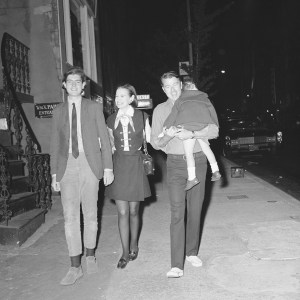 Outtake;  Gloria Vanderbilt and family arriving at a party given by Andy Warhol at the downtown Factory location..Article title: "Eye"