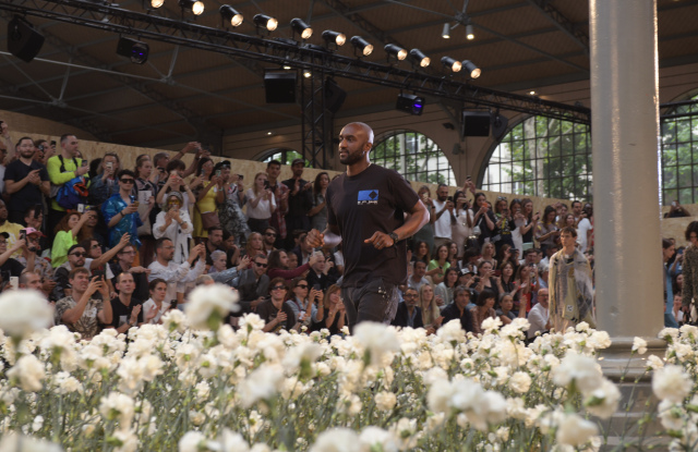 Virgil Abloh takes a bow after the Off-White spring 2020 show.