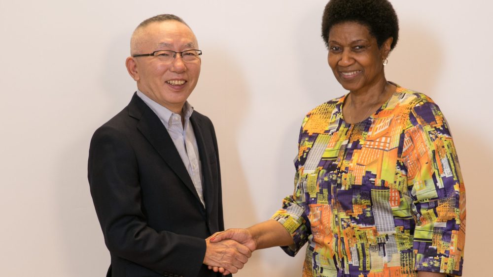 Tadashi Yanai and Phumzile Mlambo-Ngcuka
