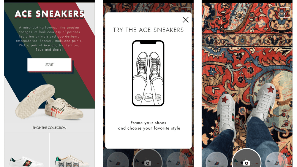 gucci augmented reality ios app virtual sneaker try-on