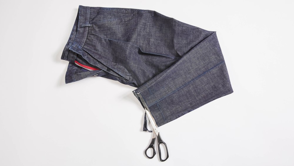A denim pant from the Incotex for Marithé + François Girbaud capsule collection for spring 2020.