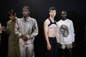 Backstage at JordanLuca Men's Spring 2020 photographed in London on 08 June 2019