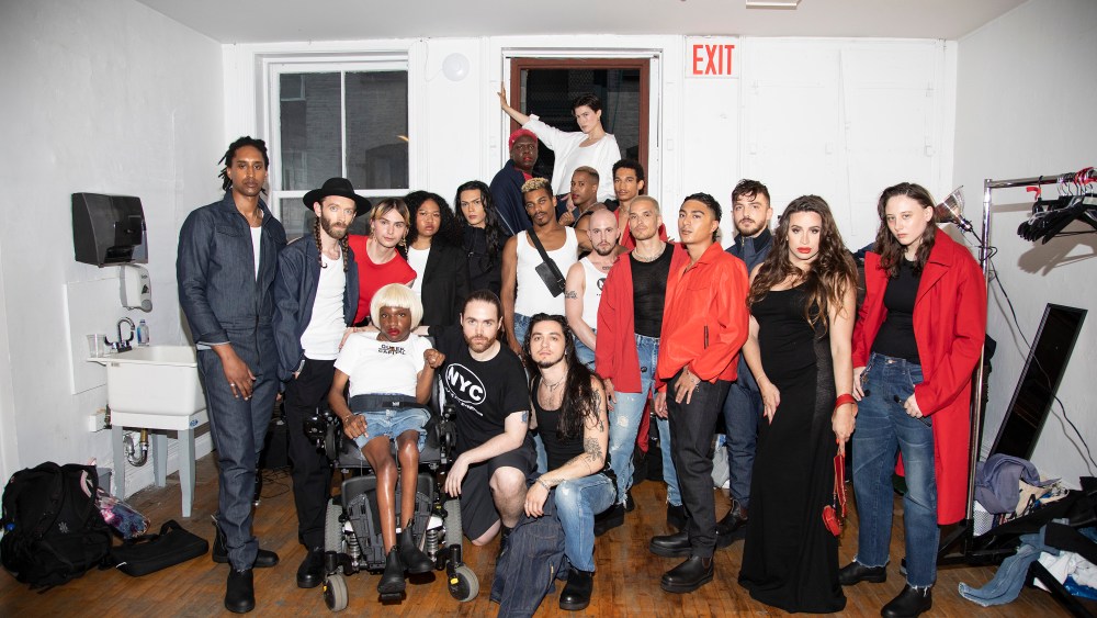 Willie Norris and the all-queer cast of models for the Willie Norris Workshop show.
