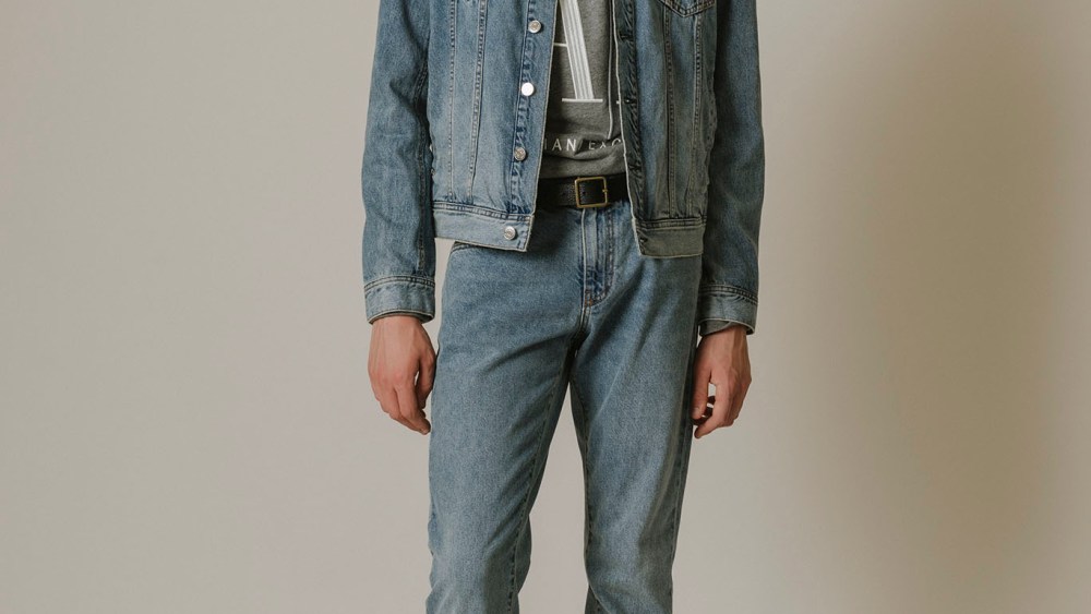 A|X Armani Exchange's denim jacket, pants and sweatshirt.