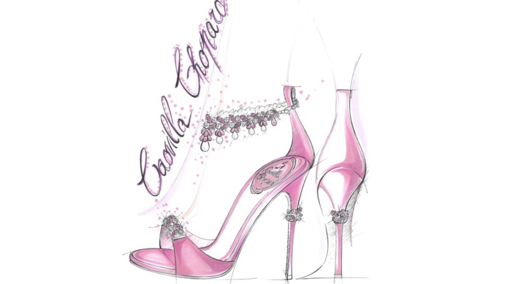 A sketch of the René Caovilla for Chopard sandal style.