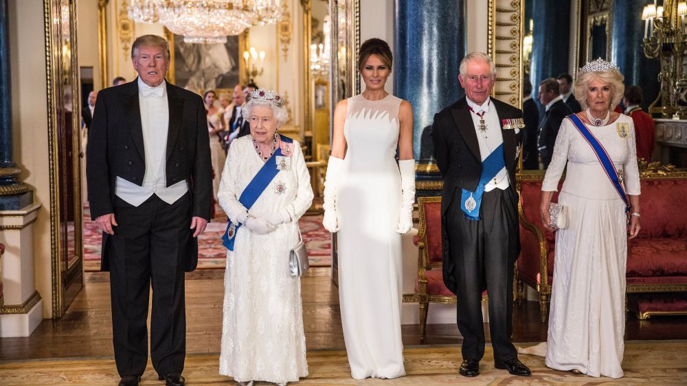 Queen Elizabeth II Elizabeth II with Prince Philip, Donald Trump, President of The United States of America and his wife Melania Trump at State Banquet, Buckingham PalaceUS President Donald Trump state visit to London, UK - 03 Jun 2019