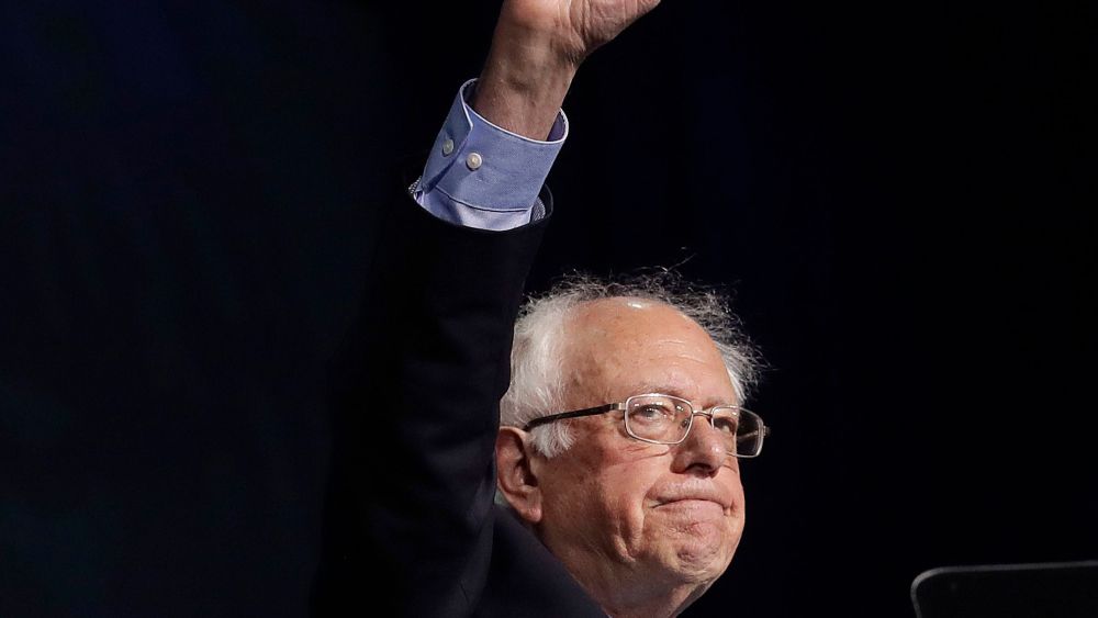 Democratic presidential candidate Sen. Bernie Sanders, I-Vt., waves after speaking during the 2019 California Democratic Party State Organizing Convention in San FranciscoElection 2020 Democrats California, San Francisco, USA - 02 Jun 2019