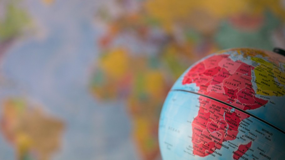 Africa on a globe