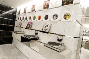 The music corner at the Saint Laurent Rive Droite store.
