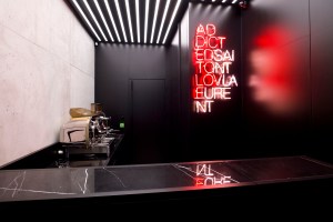 The coffe shop at the Saint Laurent Rive Droite store.