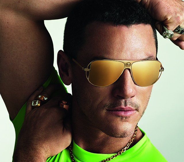 Luke Evans in the Versace Eyewear ad campaign.