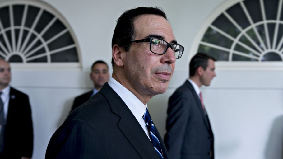 Steven Mnuchin, U.S. Treasury secretary, arrives to a joint statement with U.S. President Donald Trump and Jean-Claude Juncker, president of the European Commission, not pictured, in Washington, D.C., U.S., on Wednesday, July 25, 2018