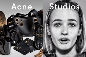 Creative director Jonny Johansson tapped seven emerging talents for his fall Acne Studios campaign, centered on the Musubi handbag, which is inspired by the sash of a traditional Japanese obi. Shot by Richard Burbridge, the ads feature Esther McGregor, the daughter of actor Ewan McGregor; Dylan Jagger Lee, the son of Pamela Anderson and Tommy Lee; artist Delfin Finley; model, actress and artist Ajani Russell; dancer Parker Kit Hill, and models Xie Chaoyu and Sara Hiromi. "I love it when I see people around the world carrying our Musubi bag. Every time I see the bag now, I think about real people. I wanted to bring this feeling to our new campaign that features the Musubi, by bringing together some real people who excite us, and who tell their stories through the campaign,Ó Johansson said. The images will be seen on New York taxi cabs from Sept. 4, and on Paris subway entrances from Sept. 26 to Oct. 2 to coincide with Paris Fashion Week. Ñ Joelle Diderich