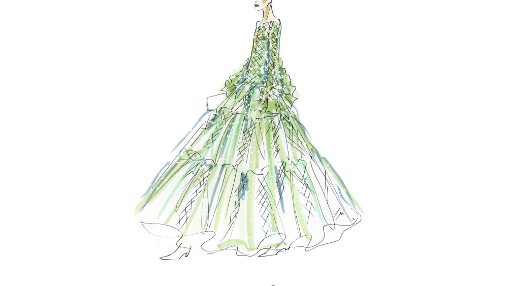 A sketch for the Giorgio Armani Privé fall-winter collection.