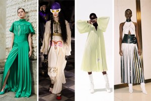 Pleats galore! Frocks came sequined, diaphanous and offbeat for resort.