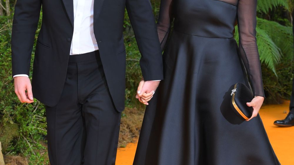 Prince Harry and Meghan Duchess of Sussex'The Lion King' film premiere, London, UK - 14 Jul 2019Wearing Jason Wu, Dress, Shoes By Aquazzura,Black Clutch Bag, Silk, Butterfly Clasp, Handbag, Purse, Satin, Bag By Gucci