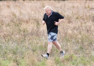 Boris Johnson runs near his Oxfordshire home