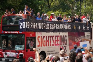 The scene at the Women's World Cup Parade in NYC.
