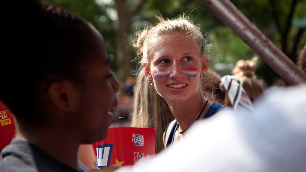 The scene at the Women's World Cup Parade in NYC.