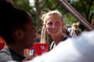 The scene at the Women's World Cup Parade in NYC.